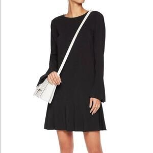 Theory Marah maxyne crepe bell sleeve flare dress in black witchy fall office
